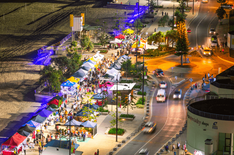 A Close Up Of A Busy City Street